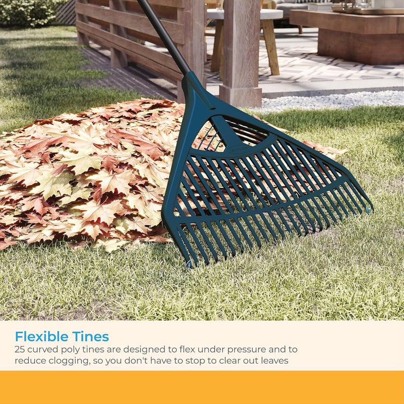 suncast Suncast Telescoping Rake with 24Inch Poly Tine Profile Extendable Steel Core Shaft 66Inch Reach and Flexible Curved Tines Loyal Blue Made in The USA  - Image 5