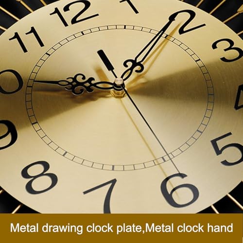 R RUNILEX European Style Luxury Large 2 Head Peacock Analog Clock 3D Diamonds Non-Ticking Silent Creative Personality Metal Art Wall Decorative Clock (2 Head Peacock Clock) - Image 3