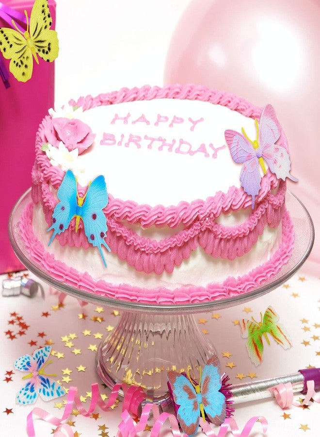 Canlierr 36 Pcs Plastic Butterflies Fake Butterflies Action Figures Art Lifelike Butterfly Removable Reusable Cake Decoration for Party Favor Wall Garden Decor, 12 Styles - Image 3