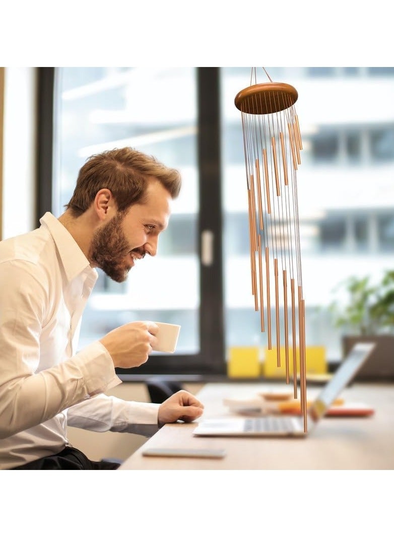 كاست ويف في الهواء الطلق على نطاق واسع الرياح الجرس ، 36 " الألومنيوم الرياح الجرس ، زن حديقة تراس حديقة الشرفة في الحديقة الديكور ، مع الزجاج الأمامي ، هدية تذكارية للأم الجدة زوجة محايدة - Image 2