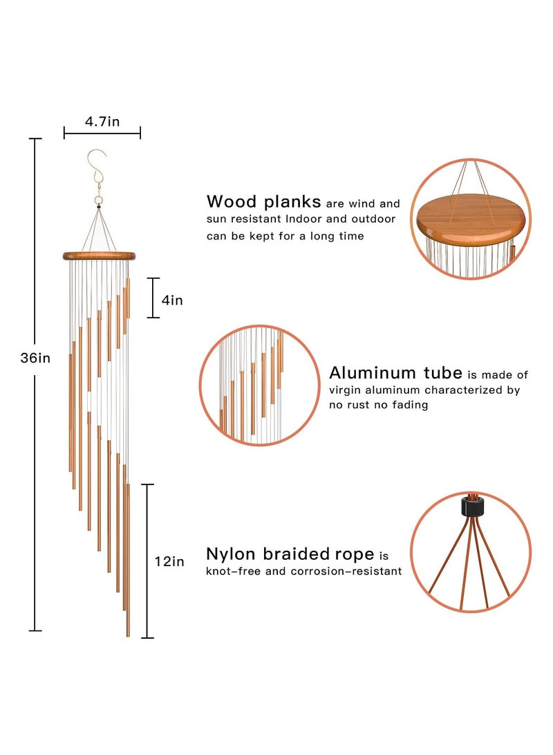كاست ويف في الهواء الطلق على نطاق واسع الرياح الجرس ، 36 " الألومنيوم الرياح الجرس ، زن حديقة تراس حديقة الشرفة في الحديقة الديكور ، مع الزجاج الأمامي ، هدية تذكارية للأم الجدة زوجة محايدة - Image 5