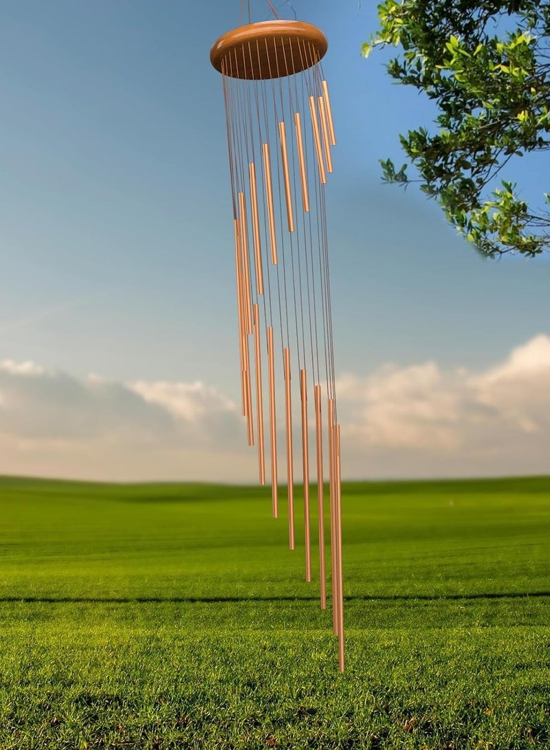 كاست ويف في الهواء الطلق على نطاق واسع الرياح الجرس ، 36 " الألومنيوم الرياح الجرس ، زن حديقة تراس حديقة الشرفة في الحديقة الديكور ، مع الزجاج الأمامي ، هدية تذكارية للأم الجدة زوجة محايدة - Image 3