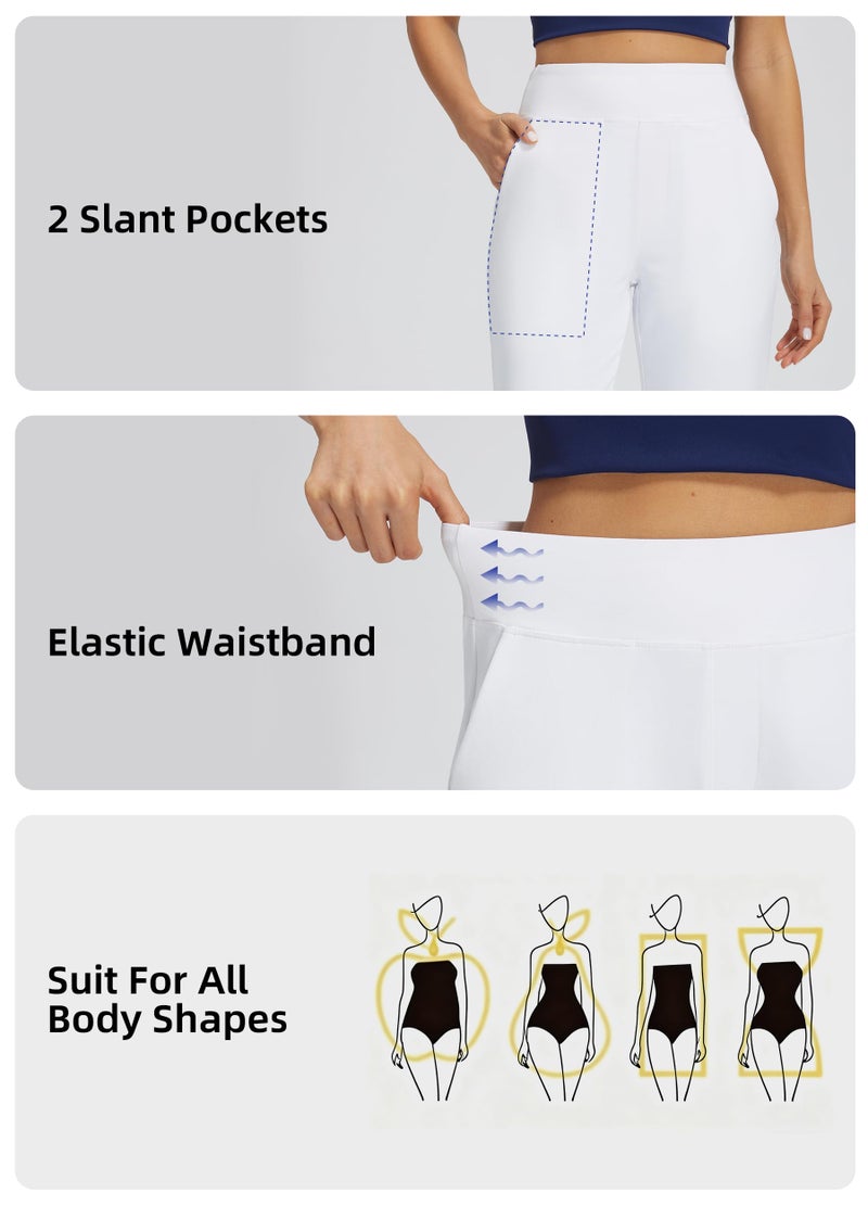 Libin Womens Casual Travel Pants Stretchy Golf Ankle Pants 7/8 Dress Pant Slacks Athletic Workout Sweatpants with 4 Pockets White S - Image 4