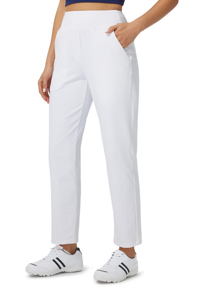 Libin Womens Casual Travel Pants Stretchy Golf Ankle Pants 7/8 Dress Pant Slacks Athletic Workout Sweatpants with 4 Pockets White S - Image 3