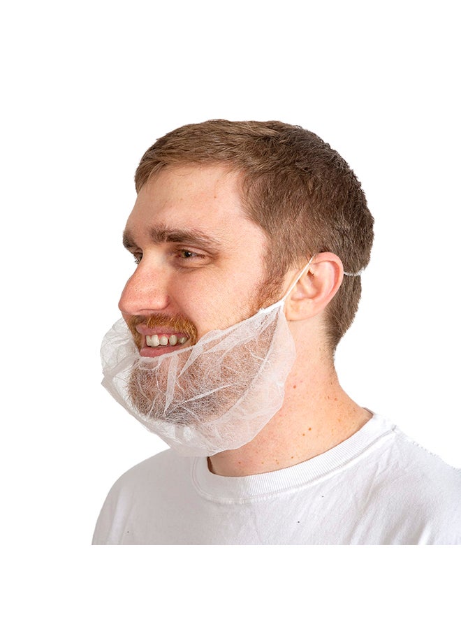TEXSENDA 100-Piece Beard Net Disposable Covers for Catering, Cooking, and Cleaning, 21-Inch (White)