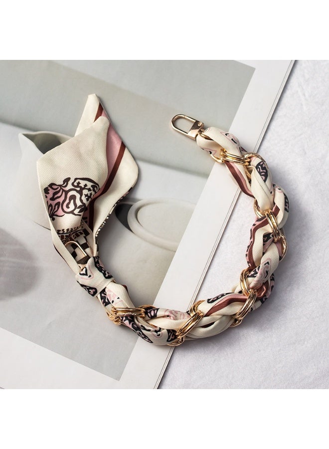 NIBEMINENT Beaded Phone Lanyard, Anti Lost Removable Wrist Strap, Rope Weaving Bracelet Pendant, Phone Keychain Lanyard, 11/White