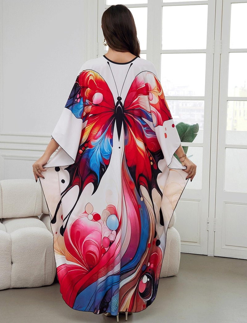 KECVOT Kaftan Dresses for Women Plus Size Batwing Sleeve Caftans Long Bathing Suit Cover Up Maxi Beach Dress Loungewear - Image 4