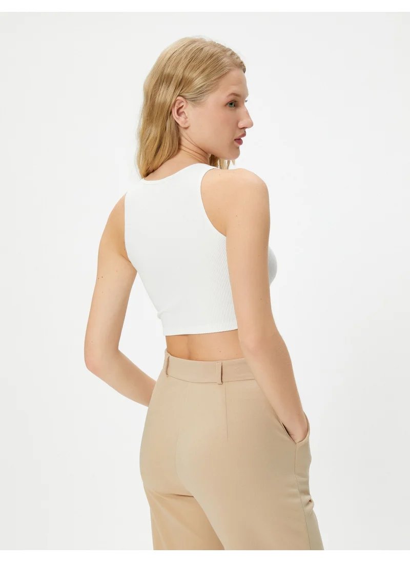 KOTON Koton Basic Crop Undershirt Round Neck Ribbed