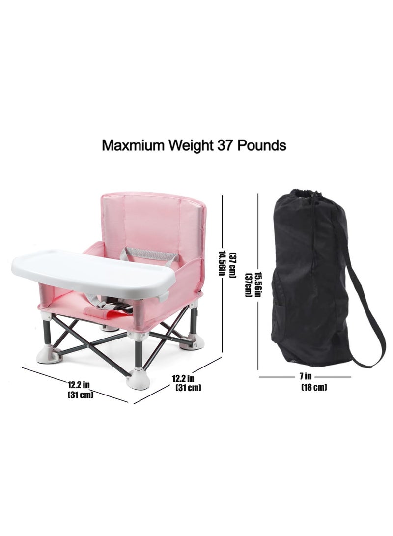 Bebiland Portable Children's Dining Chair, Removable Baby Seat Travel,  Beach Booster Seat Compact Fold with Straps for Indoor/Outdoor Use (Pink) - Image 2