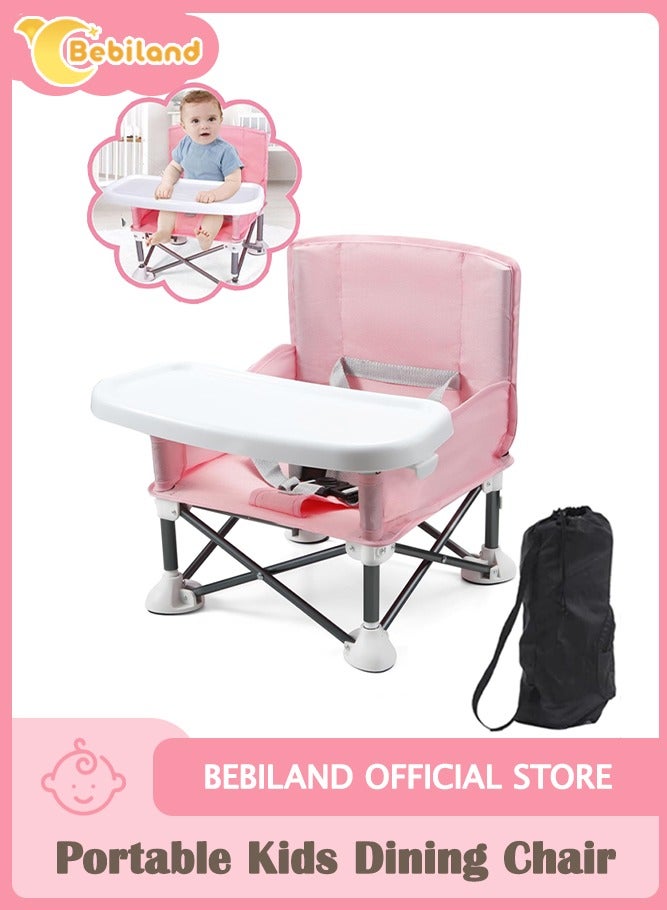 Bebiland Portable Children's Dining Chair, Removable Baby Seat Travel,  Beach Booster Seat Compact Fold with Straps for Indoor/Outdoor Use (Pink) - Image 1