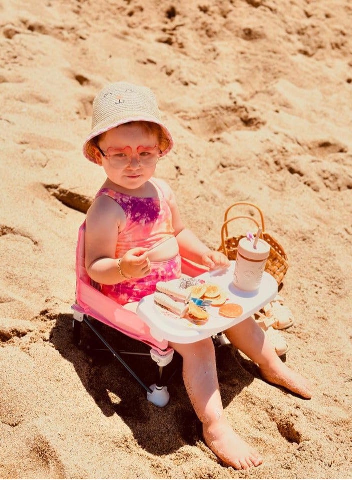 Bebiland Portable Children's Dining Chair, Removable Baby Seat Travel,  Beach Booster Seat Compact Fold with Straps for Indoor/Outdoor Use (Pink) - Image 5