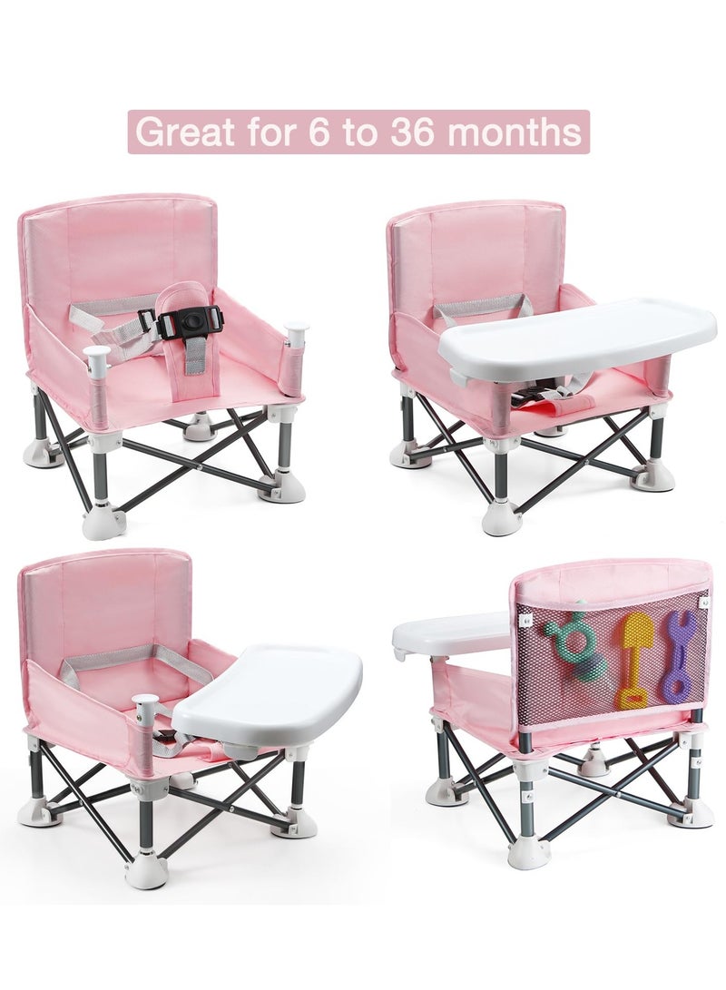 Bebiland Portable Children's Dining Chair, Removable Baby Seat Travel,  Beach Booster Seat Compact Fold with Straps for Indoor/Outdoor Use (Pink) - Image 3