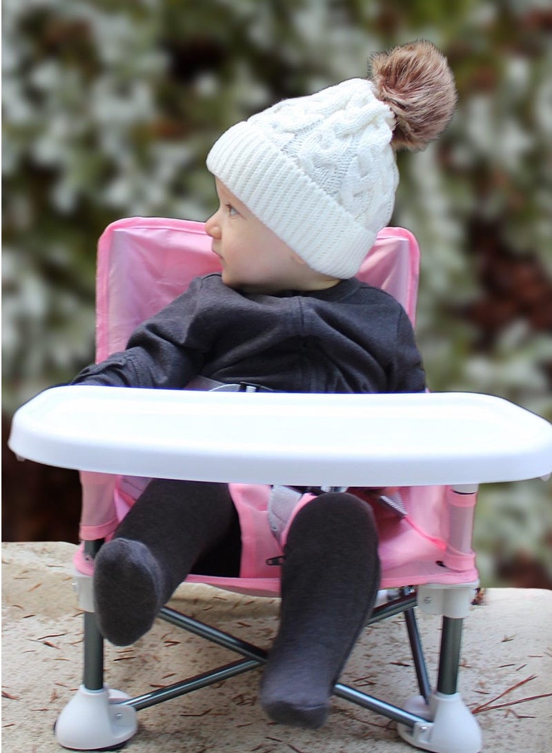 Bebiland Portable Children's Dining Chair, Removable Baby Seat Travel,  Beach Booster Seat Compact Fold with Straps for Indoor/Outdoor Use (Pink) - Image 4