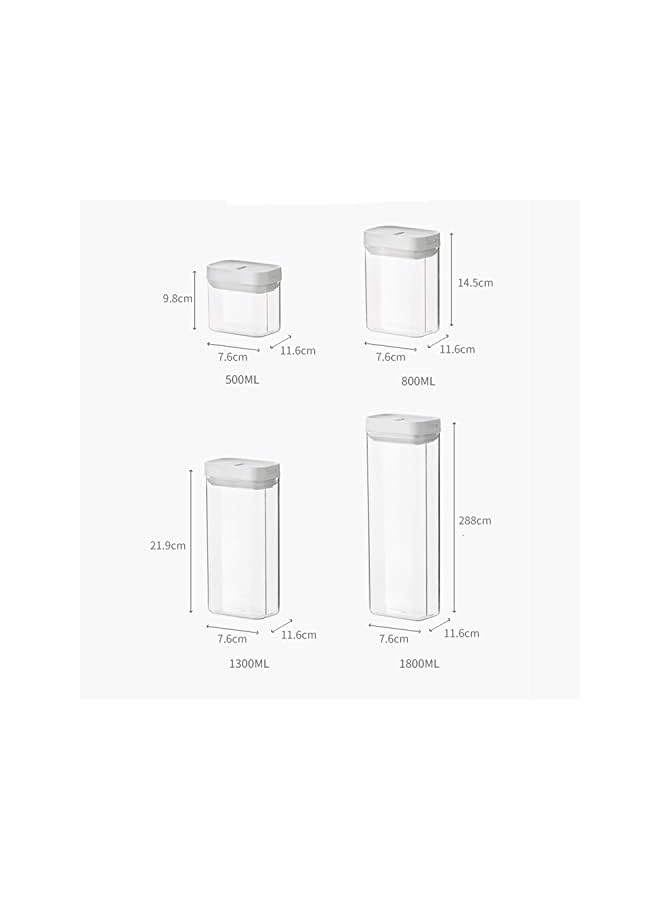 Jorunb 6 قطع جرة بلاستيكية محكمة الإغلاق بأغطية بيضاء عصرية، مجموعة حاويات تخزين الطعام الشفافة، جرار سباغيتي كبيرة لتنظيم المطبخ للطحين، الحلوى، الطعام الجاف (27 أونصة / 800 مل - 6 عبوات) - Image 3