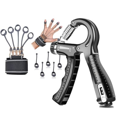 SUREFIT Adjustable Hand Grip Strengthener with Finger Exerciser Combo, Forearm, Wrist & Grip Trainer for Home Gym Workout Equipment for Men & Women (Counter Adjustable- 5-60 Kg) - Image 1