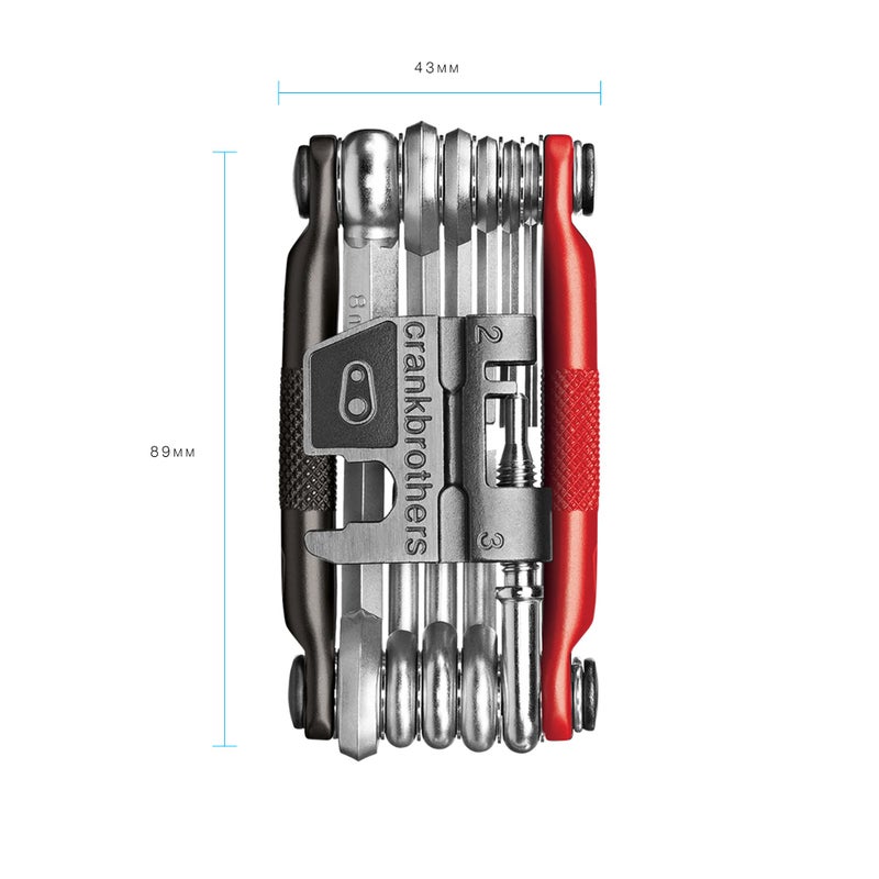 Crankbrothers Multi Tool M 17 Bike Tool - MTB Multi-Tool Black & Red - 17 bicycle tools (17 in 1 tool), ergonomic and lightweight - Image 2