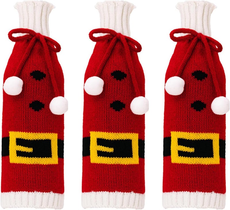 Christmas Themed Snowflake Knits Wine Bottle Covers Wine Protectors for Table Top Christmas Decorations Knits Snowflake Sweaters - Image 1