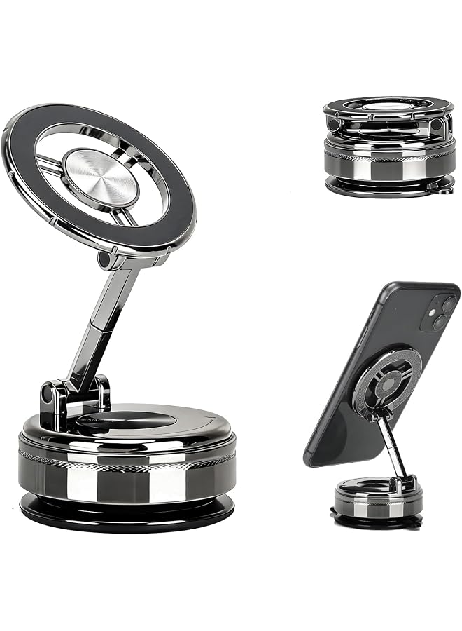 S-TOP Vacuum Magnetic Phone Holder, N52 Strong Magnet Car Dashboard Cell Phone Mount, All-Metal, 360° Adjustable Universal Suction Cup - Image 1