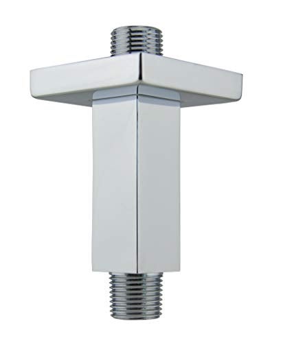 Aquaiaw Square Shower Arm and Anti-Scratch O-Ring Flange, 3 inch, Solid Brass, Both Soldered 1/2 NPT Tapered Threads, Straight Rainfall Shower Head Arm Extension, Ceiling Mount (Polished Chrome) - Image 1