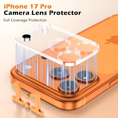 imluckies 3 Pack for iPhone 17 Pro 6.3" Camera Lens Protector, HD Clear Tempered Glass Camera Accessories, 9H Hardness Anti-Scratch Screen Cover, Case Friendly[Not Affect Night Shots] - Image 2