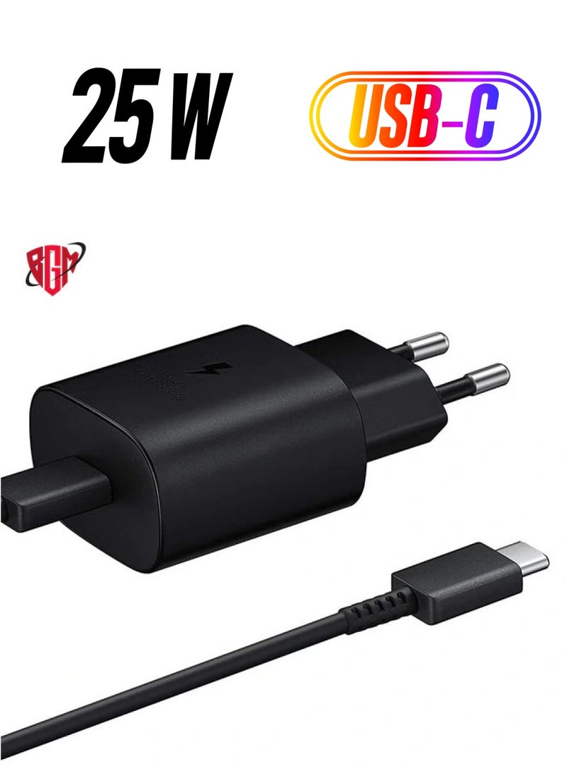 BGM Samsung Original 25W Fast Charging USB-C Mobile Phone Mains Plug/Wall Charger, Genuine Samsung Charger Compatible with Galaxy Smartphones and Other USB Type C Devices - Image 1