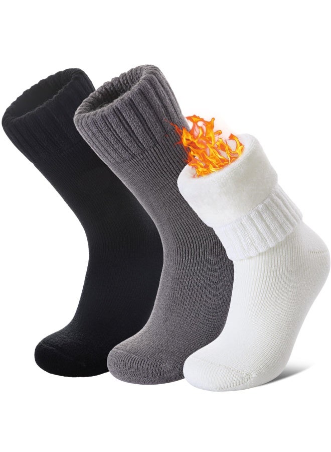 كوفوز 3 أزواج من الجوارب الصوفية الحرارية ، الجوارب الشتوية الجوارب الدافئة الطويلة ، الجوارب الشتوية من صوف ميرينو ، الجوارب الشتوية الدافئة السميكة العازلة الساخنة لطاقم التزلج للحذاء للطقس البارد (3) - Image 1