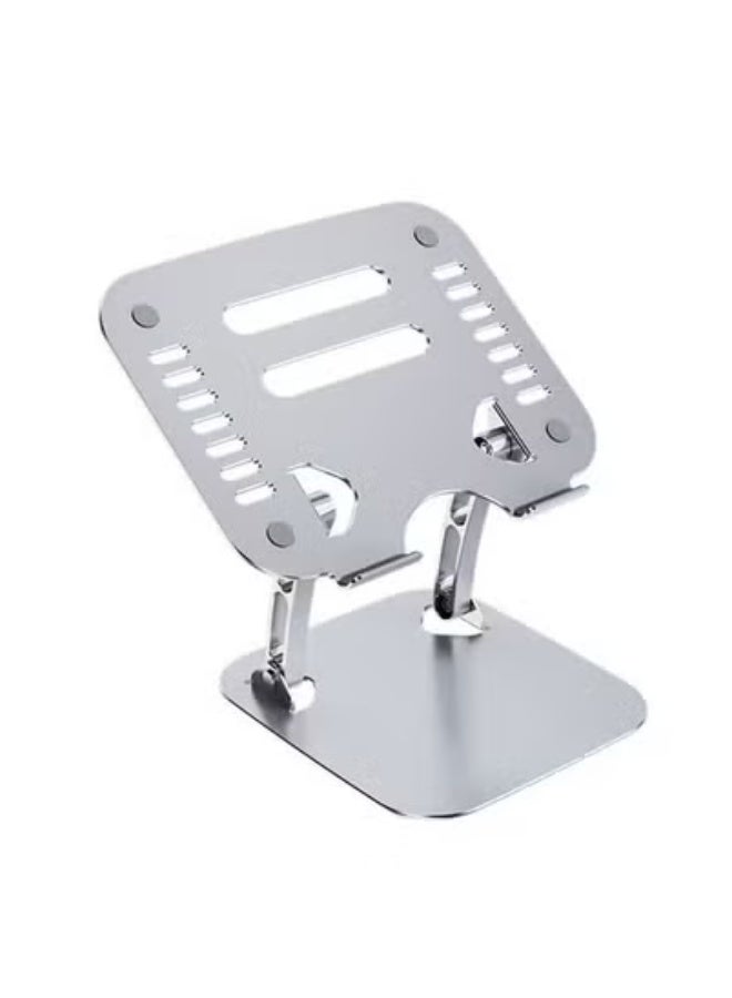 YJS Adjustable Height Ergonomic Aluminum Laptop Stand – Silver | Portable Laptop Riser for 10 to 15.6-Inch Laptops | Lightweight Foldable Design with Anti-Slip Pads | Improves Posture & Comfort | Sturdy Aluminum Alloy Build for Home, Office & Travel - Image 3