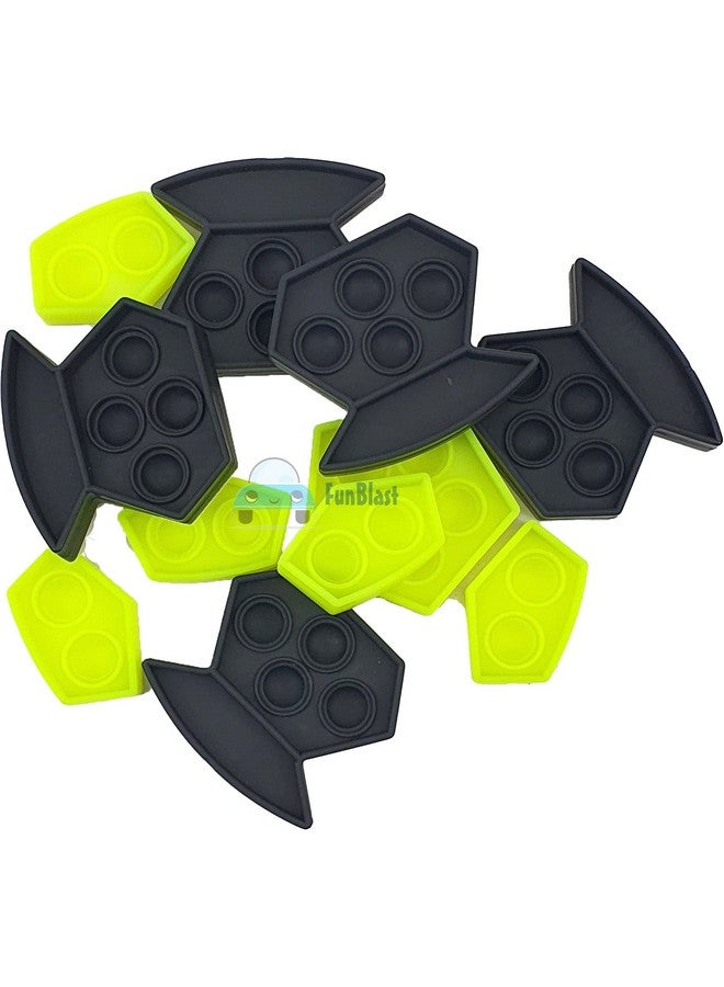 FunBlast Pop It Fidget Toy - Autism Special Needs Silicone Stress Reliever, Squeeze Sensory Toy (Neon & Black) - Image 3
