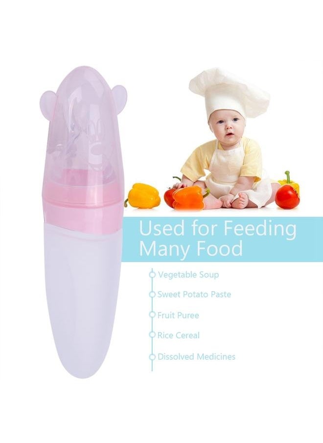 NIBEMINENT Baby Infant Newborn Toddler Silicone Feeding Bottle Spoon Rice Paste Food Training Tool (Pink)  - Image 2