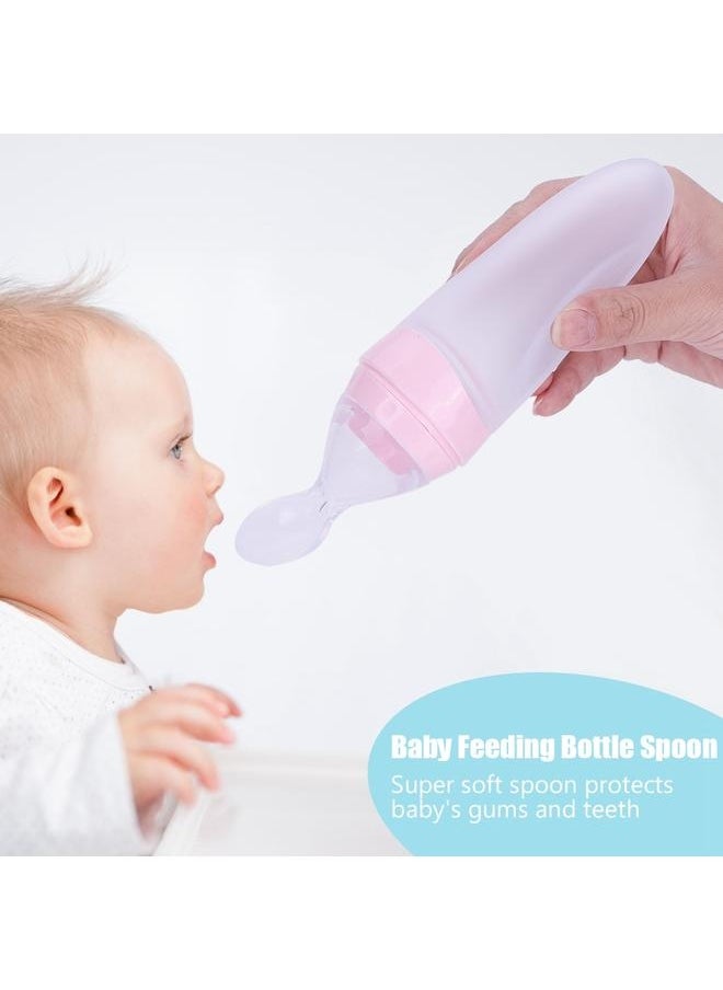 NIBEMINENT Baby Infant Newborn Toddler Silicone Feeding Bottle Spoon Rice Paste Food Training Tool (Pink)  - Image 3