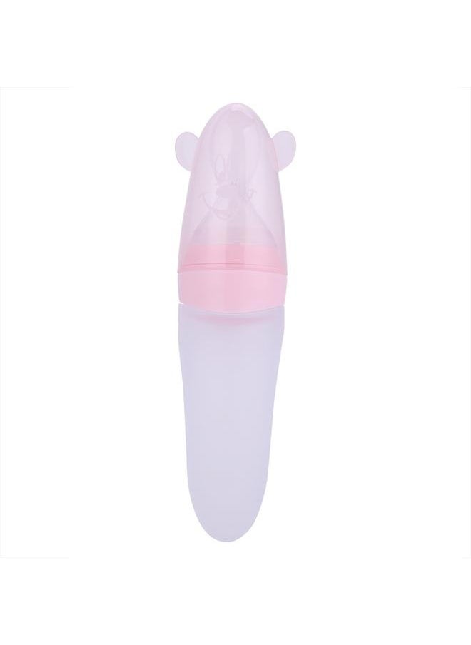 NIBEMINENT Baby Infant Newborn Toddler Silicone Feeding Bottle Spoon Rice Paste Food Training Tool (Pink)  - Image 1
