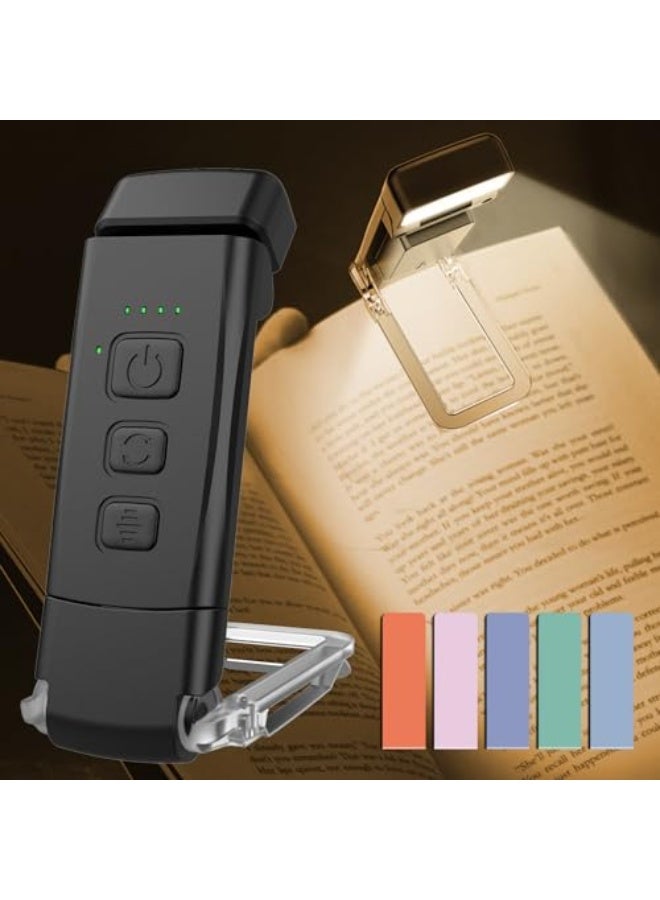 NIBEMINENT Reading Light with 5 Magnetic Bookmarks, Book Lights for Reading in Bed, Rechargeable Reading Lamp with 2 Timing Modes, 3 Color Modes & 5 Brightness Dimmable, for Kids, Nighttime Readers(Black) - Image 1