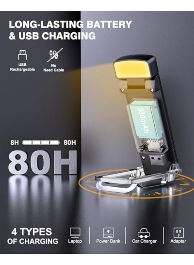 NIBEMINENT Reading Light with 5 Magnetic Bookmarks, Book Lights for Reading in Bed, Rechargeable Reading Lamp with 2 Timing Modes, 3 Color Modes & 5 Brightness Dimmable, for Kids, Nighttime Readers(Black) - Image 5