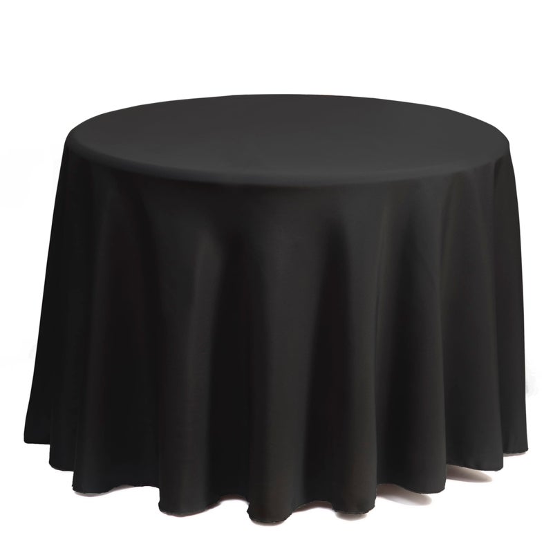 Gee Di Moda Round Tablecloth - 120 Inch Black Round Table Cloth for 60 to 96 Inch Round Tables - Heavy Duty Washable Fabric - for Buffet Table  Holiday Party  Dinner  Wedding & Baby Shower - Image 2