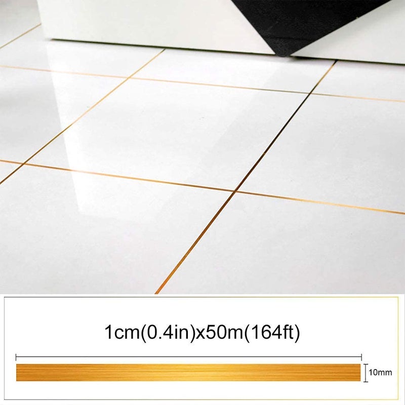 FOMQUAZLI FOMQUAZLI Single Sided Home Tile Sticker Mildewproof Gap sealing tape waterproof gold tiles tape for floor tile wall dcor self Adhesive decorative tile sticker  - Image 4