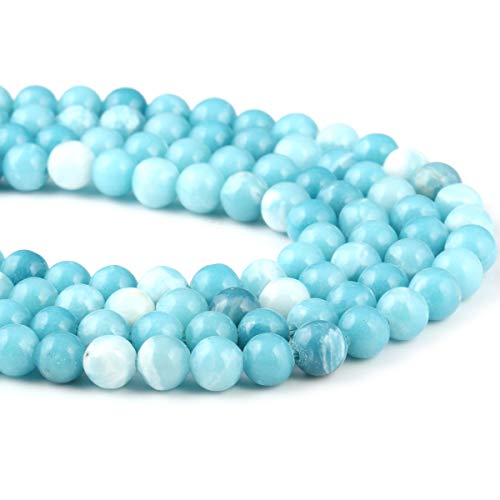 LE SKY Larimar Beads 100 Natural Round Stone Loose Beads for Jewelry Making Necklace Gift 8mm - Image 1