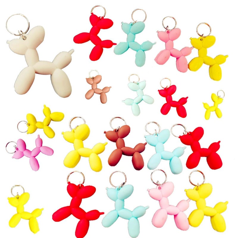 Roaqua 20 packs Mini Balloon Dog Puppy keychain Party favors Birthday Gifts Backpack Decorations - Image 1