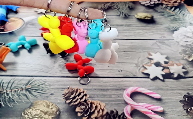 Roaqua 20 packs Mini Balloon Dog Puppy keychain Party favors Birthday Gifts Backpack Decorations - Image 2
