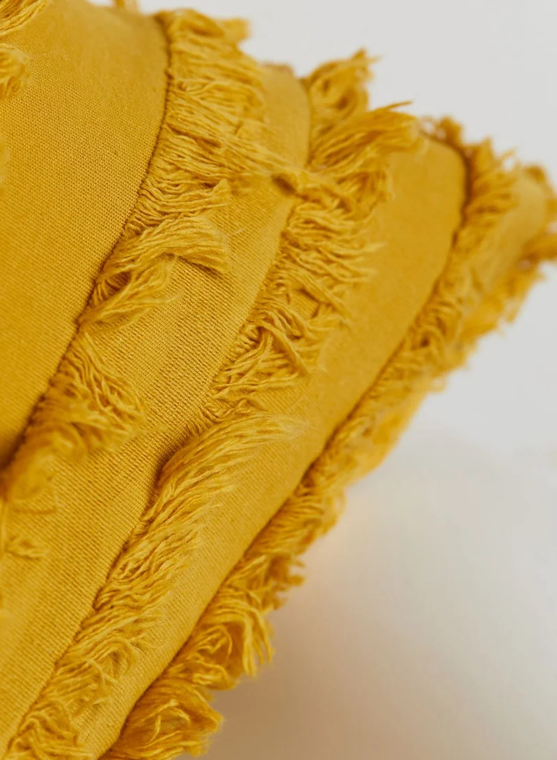 Noire Edit Yellow Fringe Cushion With Insert