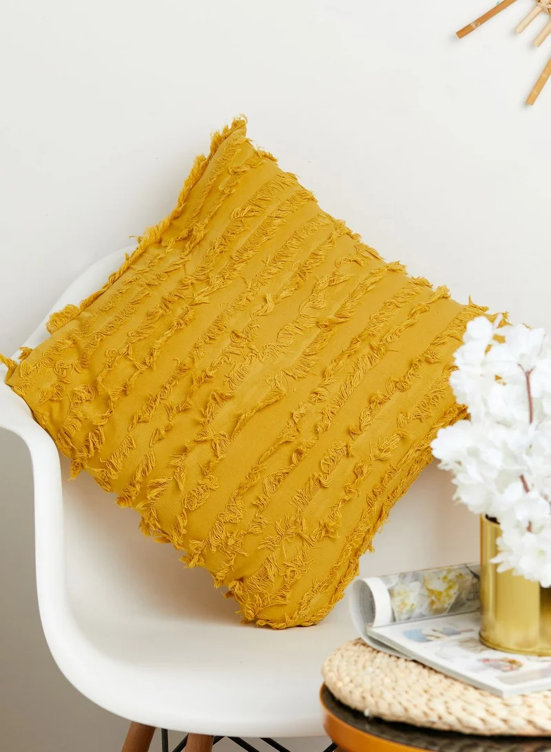 Noire Edit Yellow Fringe Cushion With Insert