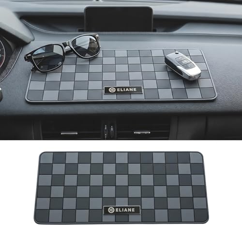 Eliane Car Dashboard Mat Anti-Slip Rubber Pad Universal Non Slip Car Dashboard Sticky Adhesive Mat for Phones Sunglasses Keys, Chess Design (Black/Grey) - Image 1