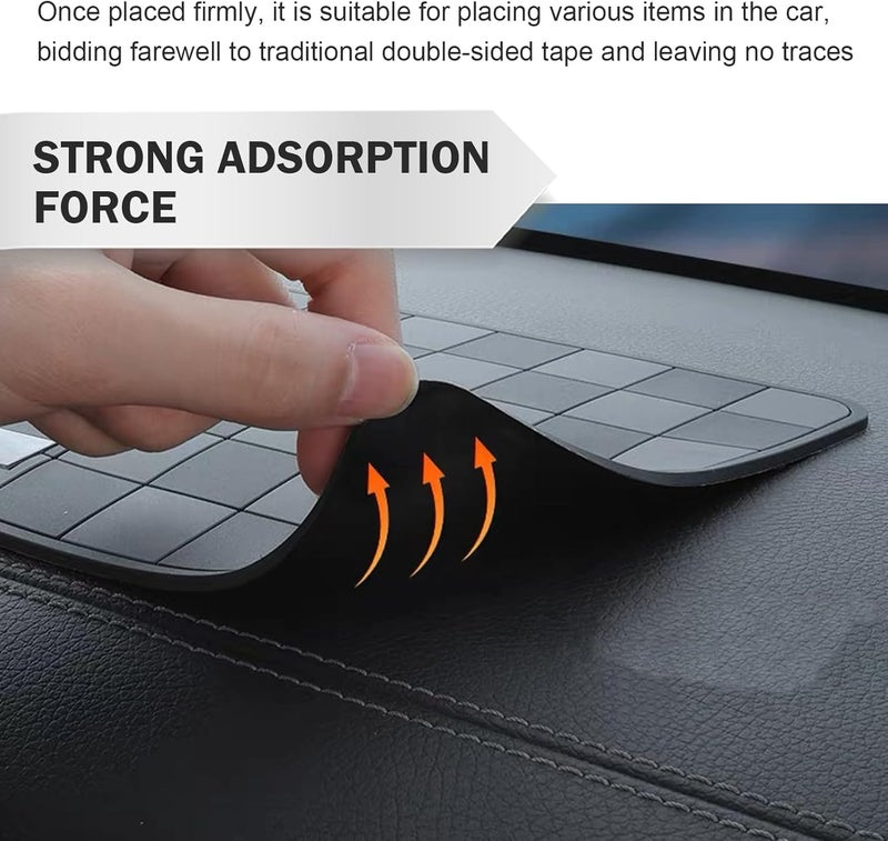 Eliane Car Dashboard Mat Anti-Slip Rubber Pad Universal Non Slip Car Dashboard Sticky Adhesive Mat for Phones Sunglasses Keys, Chess Design (Black/Grey) - Image 4