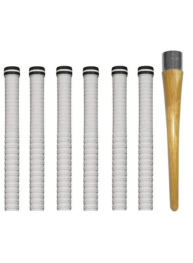 Kiraro Combo of 6 Cricket Bat White Grip (XR) + 1 Wooden Cone (Gripper)