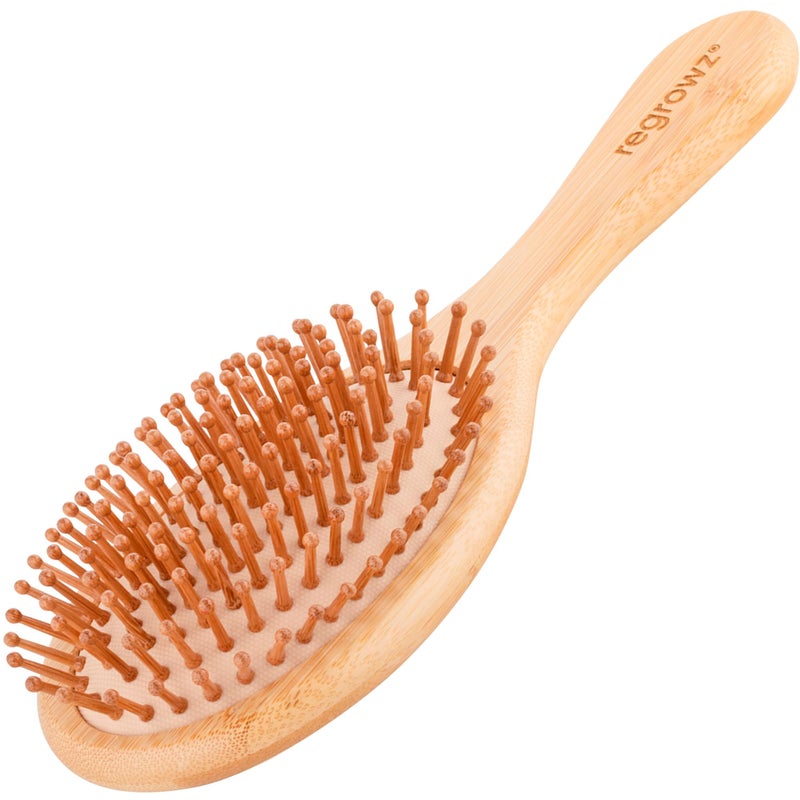 Regrowz Bamboo Paddle Hair Brush for Women  Men  Natural Wooden Brush to Detangle Hair  Reduce Hair Breakage  Scalp Massage Perfect Hair Care Tool