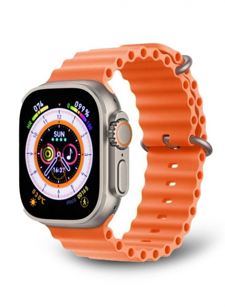 HW 8 Ultra Max Smart Watch Series 8 With Full Screen Works With the Android And IOS System Quick Response Wireless Charging And Supports GPS, Size 49 mm - Orange