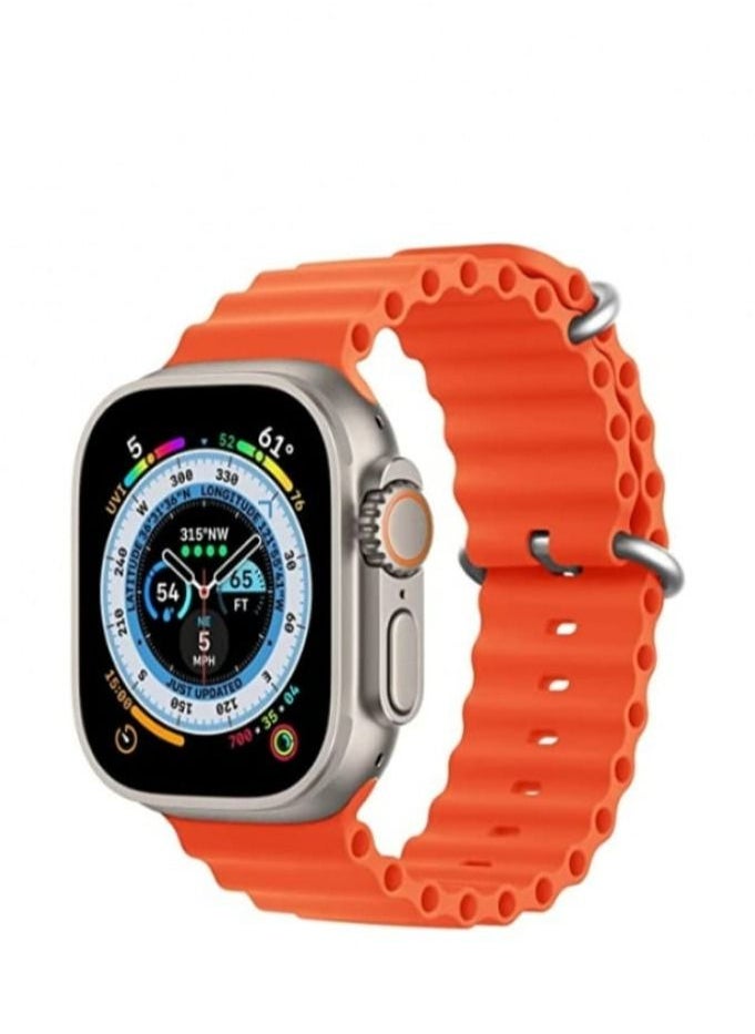 HW 8 Ultra Max Smart Watch Series 8 With Full Screen Works With the Android And IOS System Quick Response Wireless Charging And Supports GPS, Size 49 mm - Orange