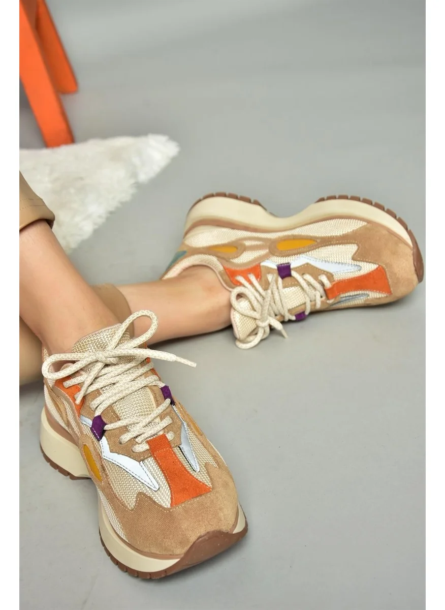 Fox Shoes R312510504 Beige/Orange Fabric Women's Sports Shoes Sneakers