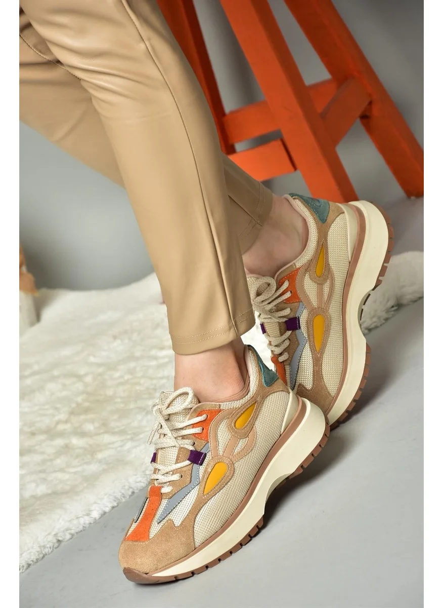 Fox Shoes R312510504 Beige/Orange Fabric Women's Sports Shoes Sneakers