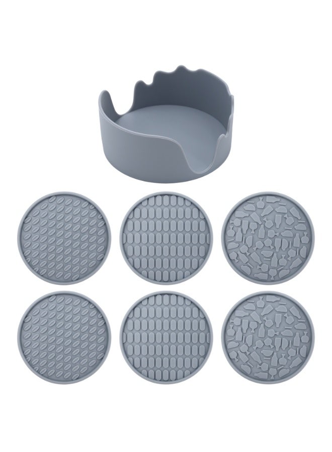 HOMESTAR Set of 6 Silicone Drink Coasters with Holder - Non-Slip Table Protectors for Wood, Marble & Glass Tables, Dishwasher Safe for Easy Cleaning - Image 2