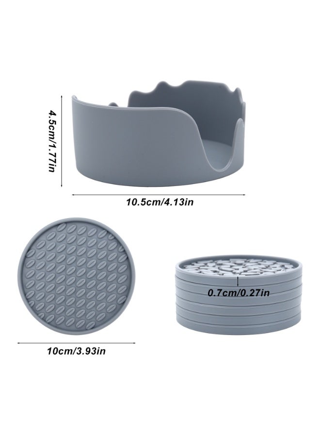 HOMESTAR Set of 6 Silicone Drink Coasters with Holder - Non-Slip Table Protectors for Wood, Marble & Glass Tables, Dishwasher Safe for Easy Cleaning - Image 3